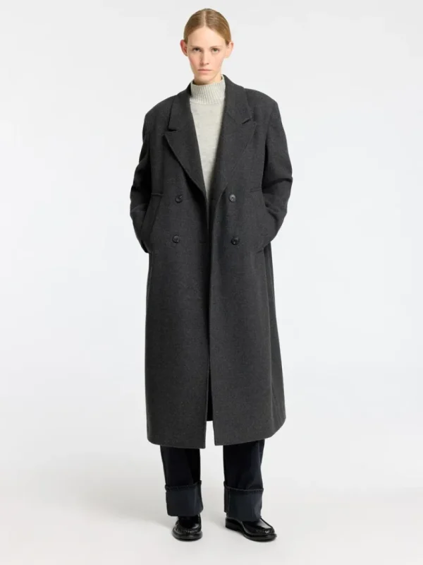 Overtøj>SELECTED DOBBELTRADET LANG FRAKKE Grey