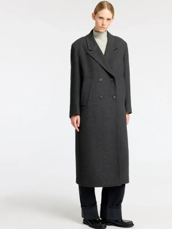Overtøj>SELECTED DOBBELTRADET LANG FRAKKE Grey