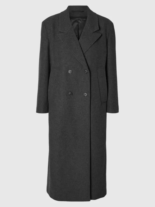 Overtøj>SELECTED DOBBELTRADET LANG FRAKKE Grey