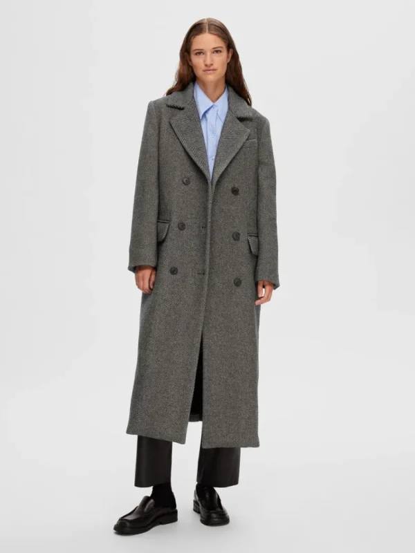 Overtøj>SELECTED DOBBELTRADET SILDEBEN FRAKKE Grey