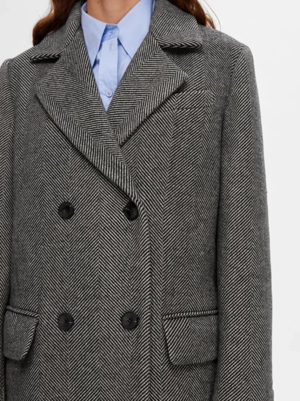 Overtøj>SELECTED DOBBELTRADET SILDEBEN FRAKKE Grey