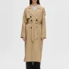 Overtøj>SELECTED DOBBELTRADET TRENCHCOAT Brown