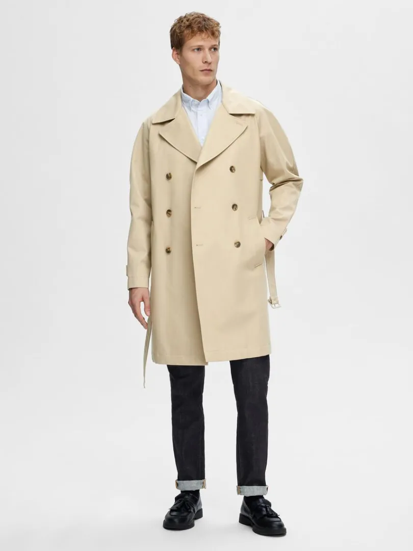dobbeltradet_trenchcoat_2-3.webp Overtøj>SELECTED DOBBELTRADET TRENCHCOAT Beige