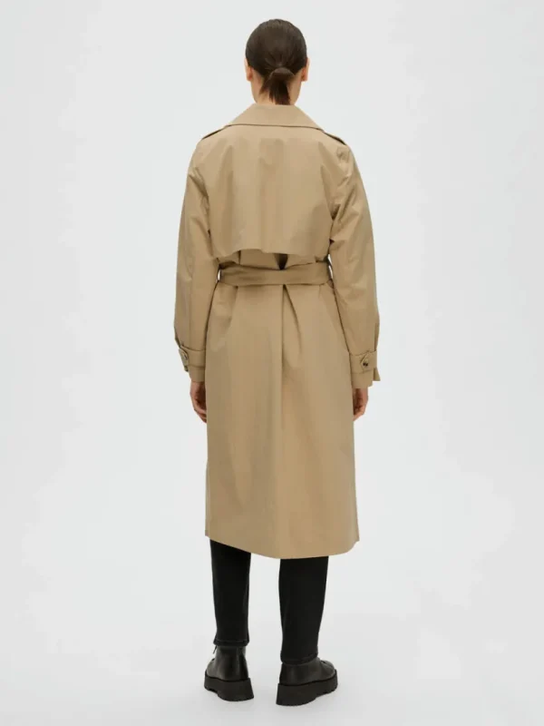 Overtøj>SELECTED DOBBELTRADET TRENCHCOAT Brown