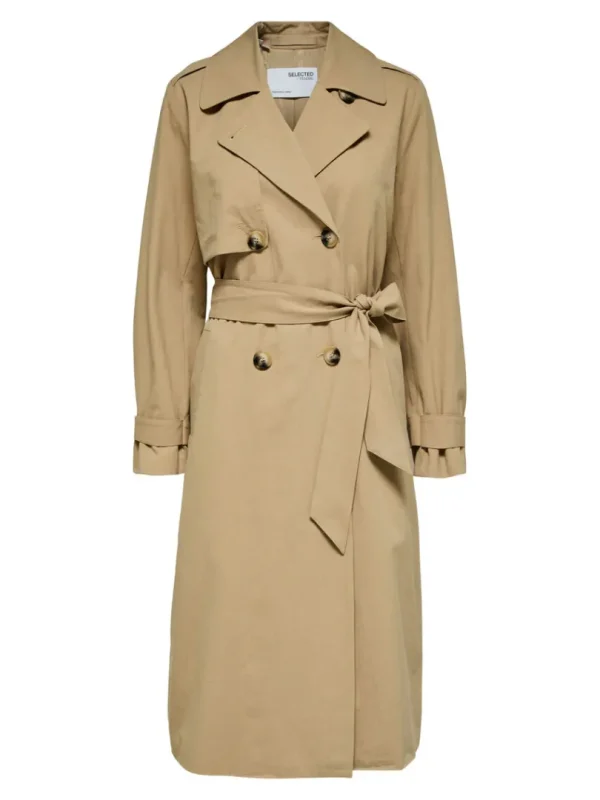 Overtøj>SELECTED DOBBELTRADET TRENCHCOAT Brown