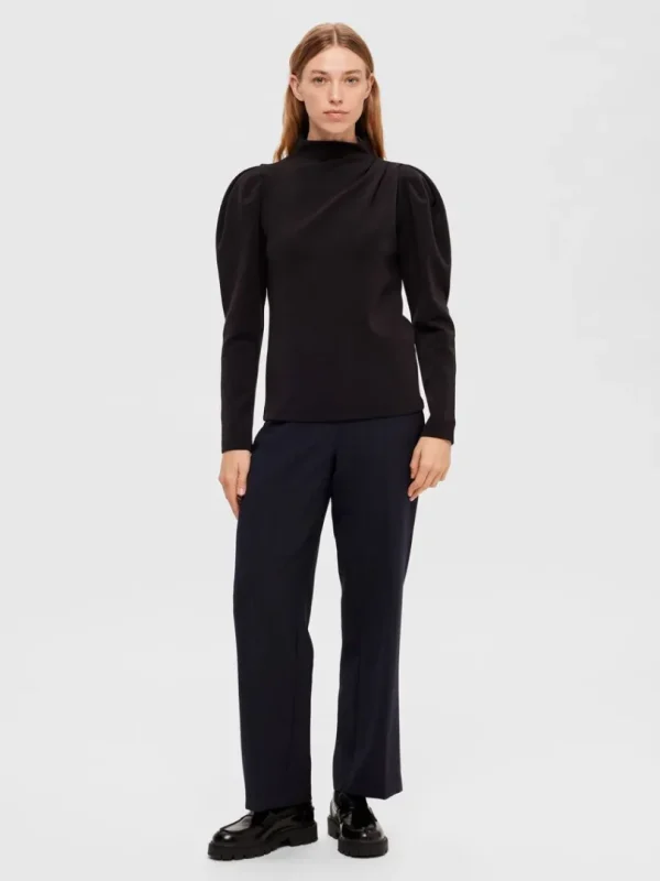 Toppe Og Bluser>SELECTED DRAPERET TOP Black