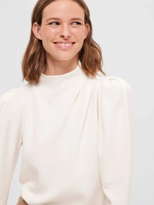 Toppe Og Bluser>SELECTED DRAPERET TOP White