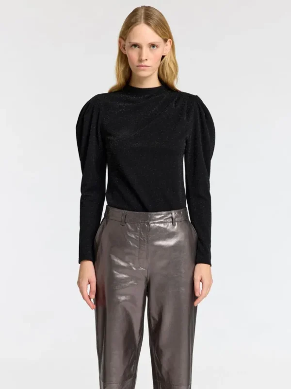 Toppe Og Bluser>SELECTED DRAPERET TOP MED LANGE ÆRMER Black