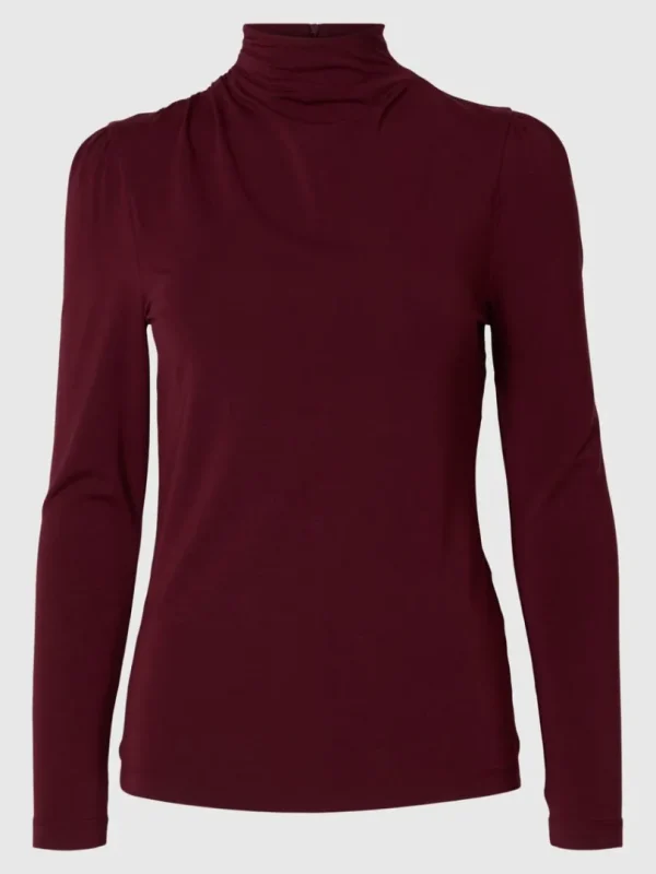 Toppe Og Bluser>SELECTED DRAPERET TOP MED LANGE ÆRMER Purple