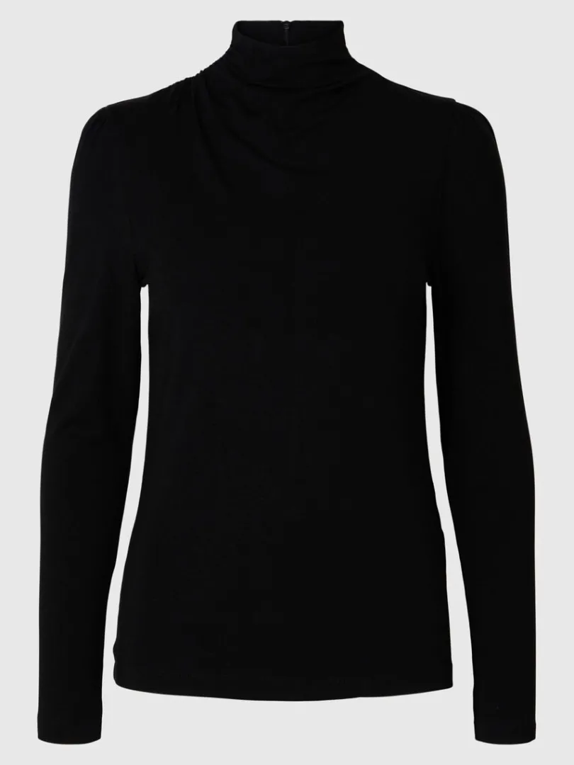 draperet_top_med_lange_rm_0.webp Toppe Og Bluser>SELECTED DRAPERET TOP MED LANGE ÆRMER Black