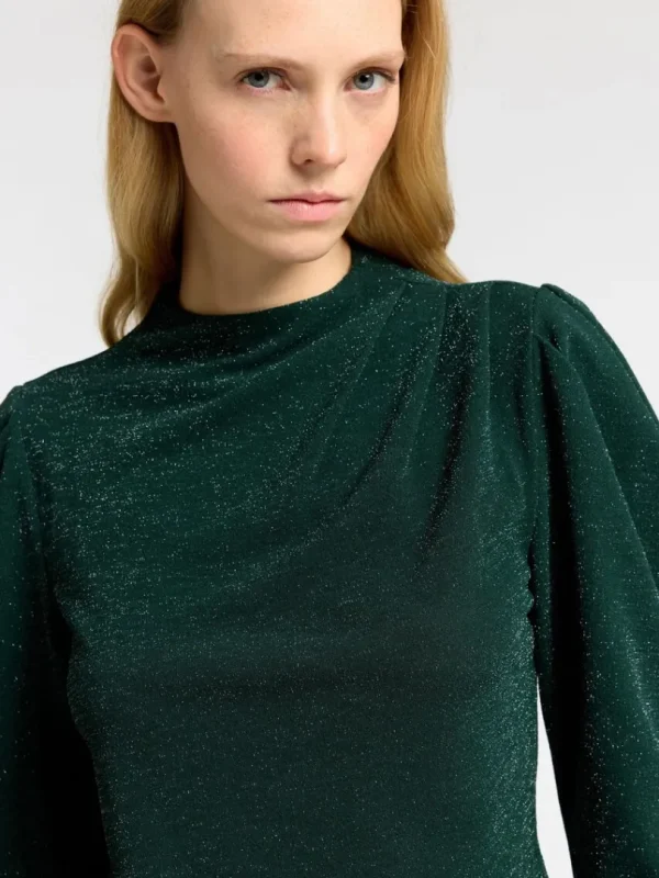 Toppe Og Bluser>SELECTED DRAPERET TOP MED LANGE ÆRMER Green