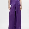 Bukser>SELECTED EKSTRA BREDE SATINBUKSER Purple