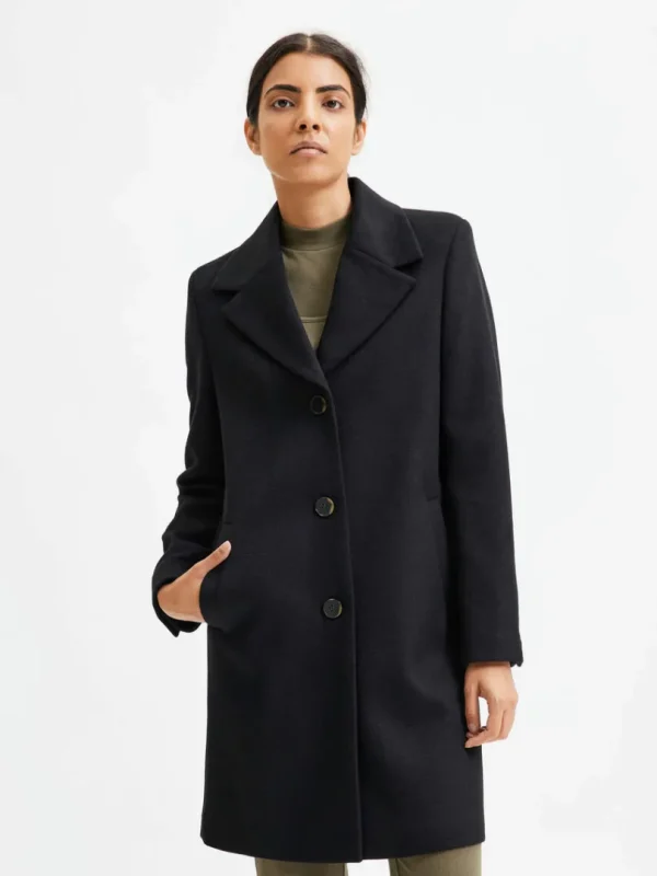 Overtøj>SELECTED ENKELTRADET FRAKKE Black