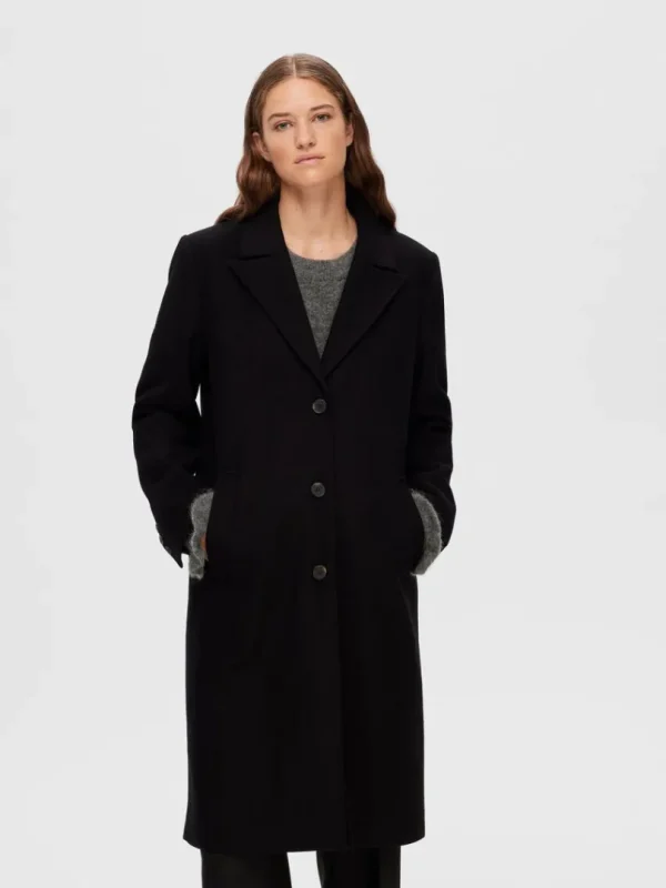 Overtøj>SELECTED ENKELTRADET FRAKKE Black
