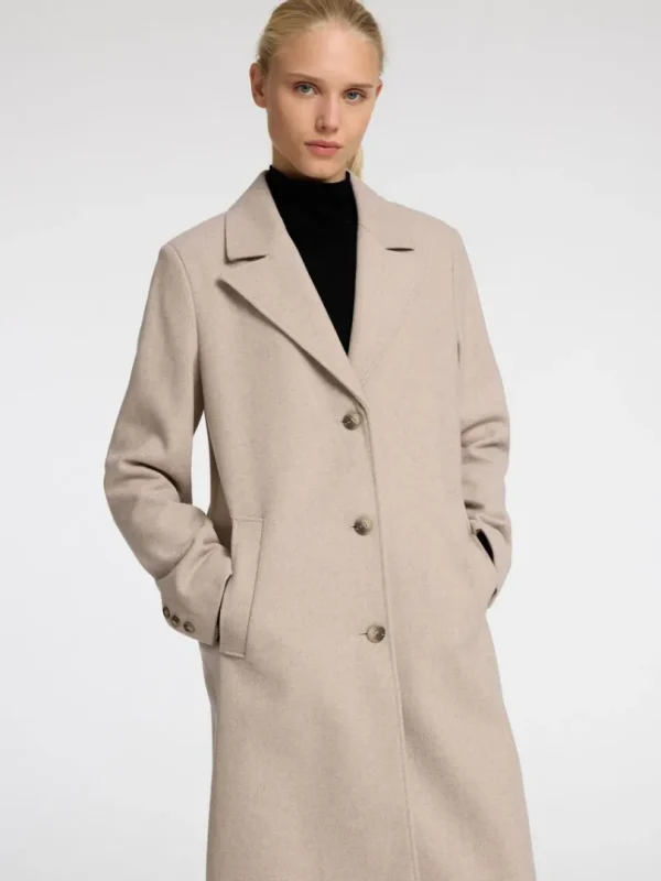 Overtøj>SELECTED ENKELTRADET FRAKKE Beige