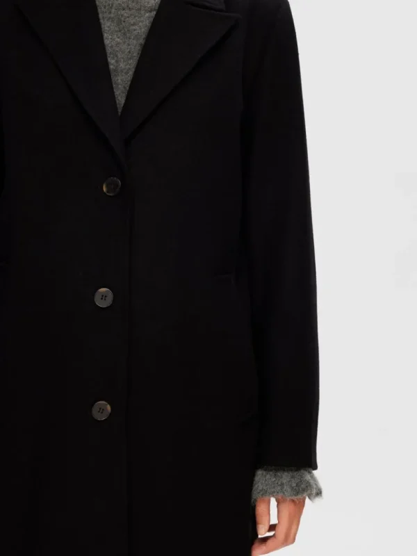 Overtøj>SELECTED ENKELTRADET FRAKKE Black