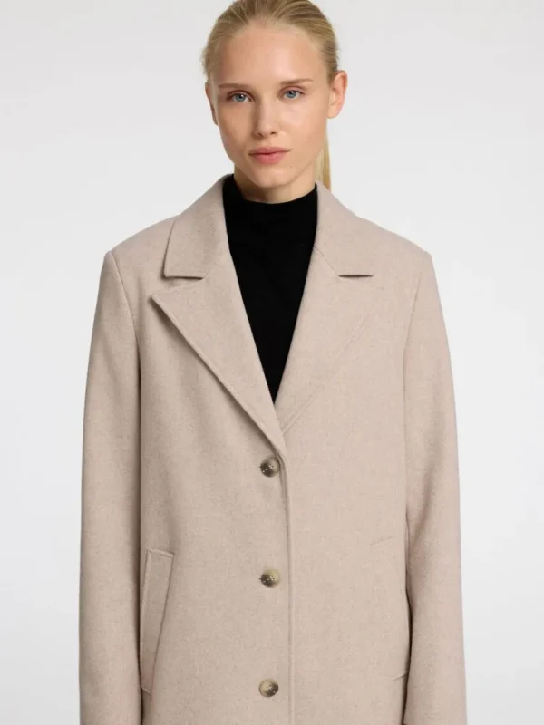 Overtøj>SELECTED ENKELTRADET FRAKKE Beige