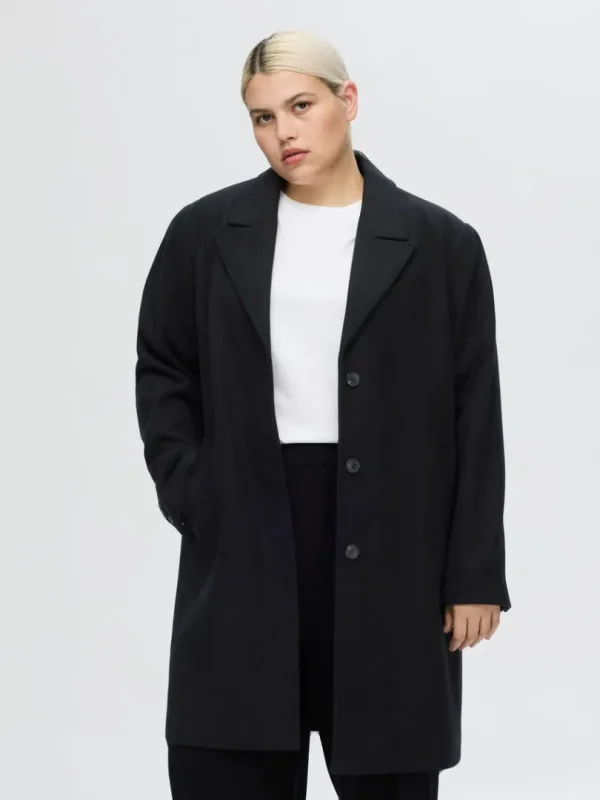 Overtøj>SELECTED ENKELTRADET FRAKKE Black