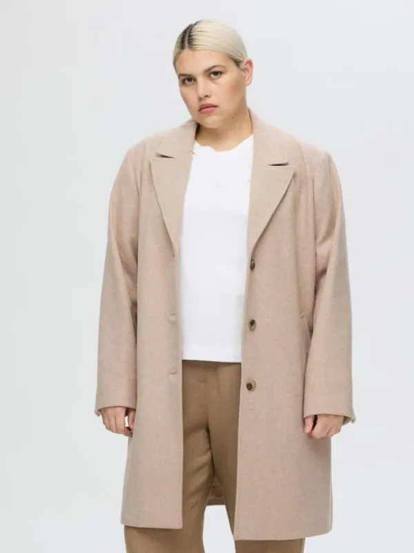 Overtøj>SELECTED ENKELTRADET FRAKKE Beige