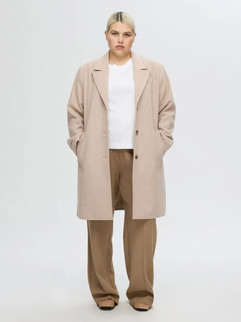 enkeltradet_frakke_7.webp Overtøj>SELECTED ENKELTRADET FRAKKE Beige