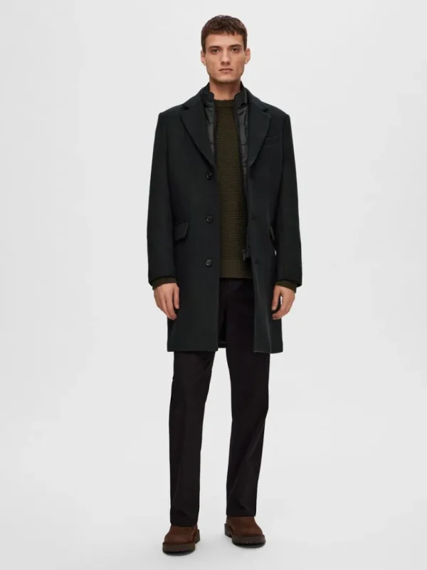 Overtøj>SELECTED ENKELTRADET 2-I-1 FRAKKE Black