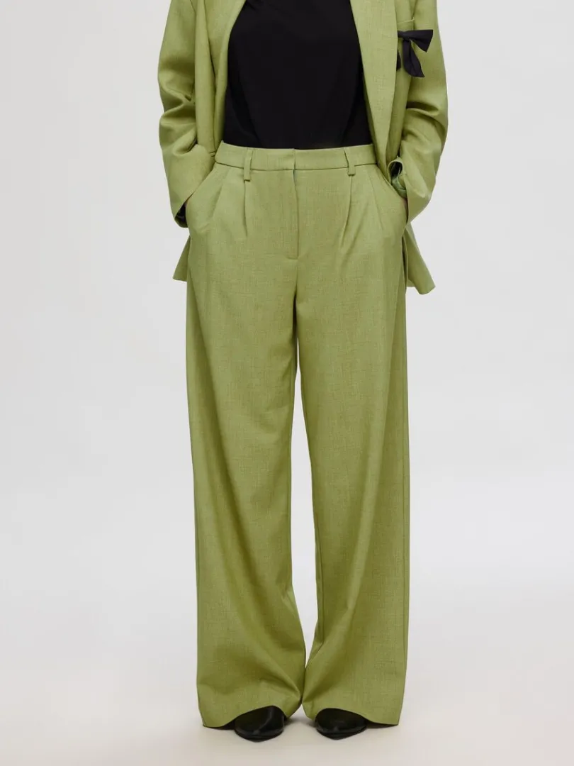 extra_wide_leg_habitbukse_0.webp Bukser>SELECTED EXTRA WIDE LEG HABITBUKSER Green