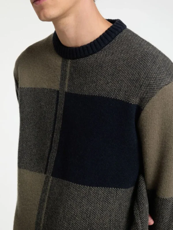 Strik>SELECTED FARVEBLOK SWEATER MED RUND HALS Blue