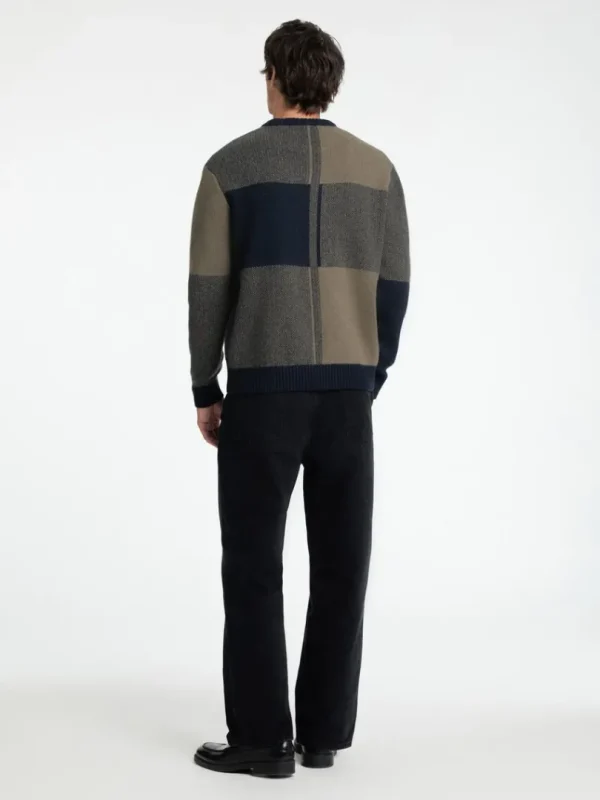 Strik>SELECTED FARVEBLOK SWEATER MED RUND HALS Blue
