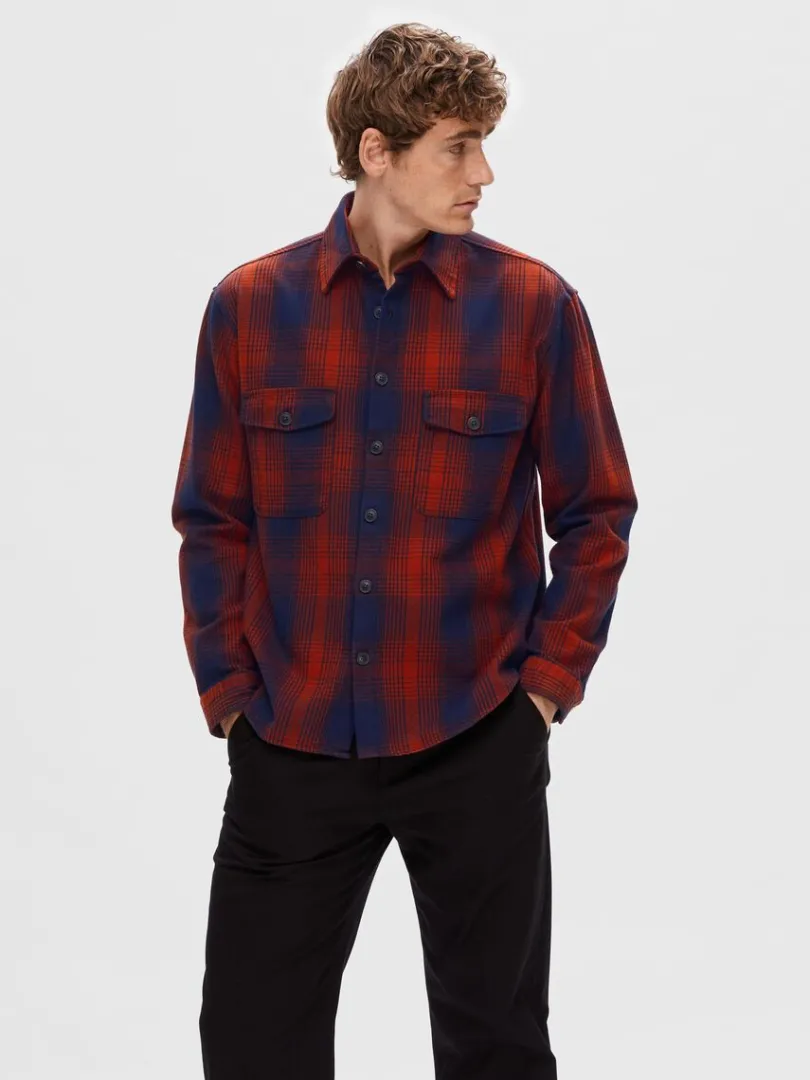 flannel_overshirt_0-13.webp Overtøj | Skjorter>SELECTED FLANNEL OVERSHIRT Coloured