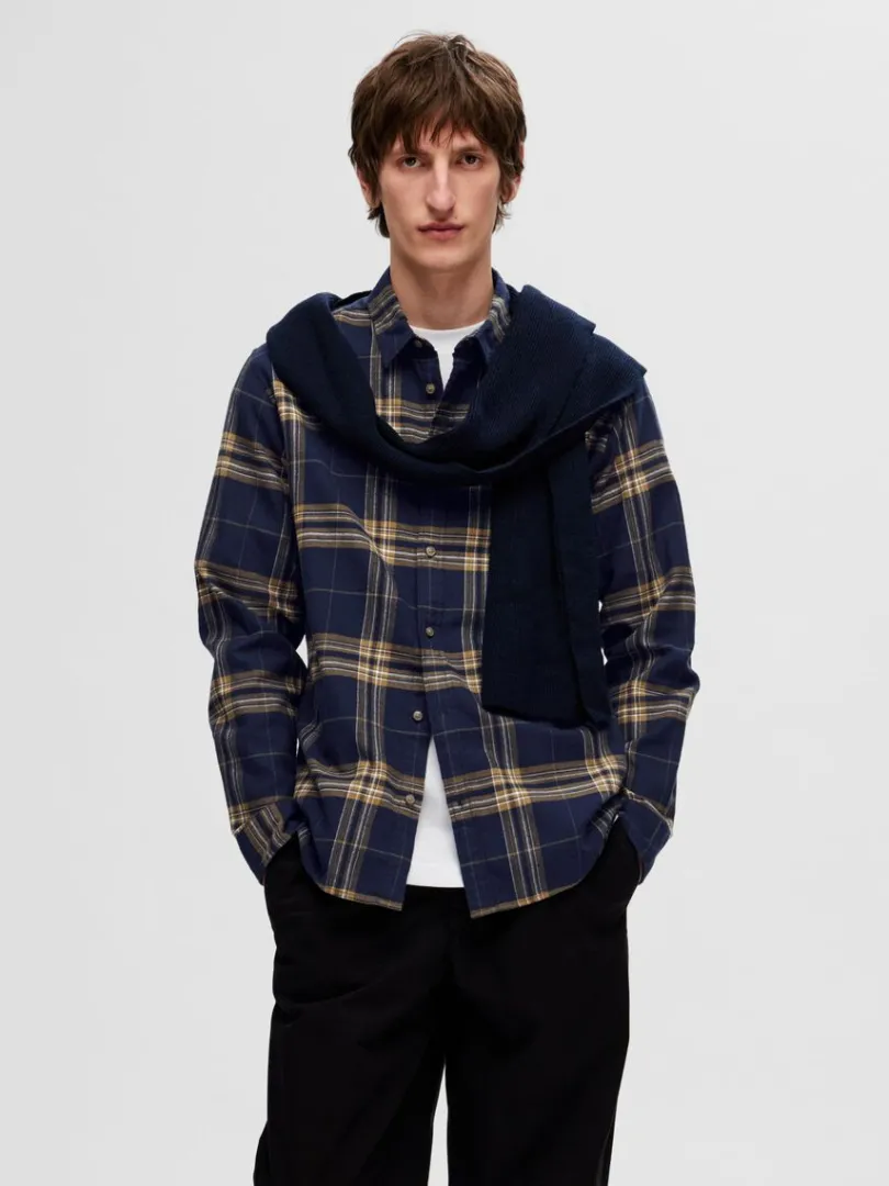 flannel_overshirt_0-6.webp Skjorter>SELECTED FLANNEL OVERSHIRT Blue
