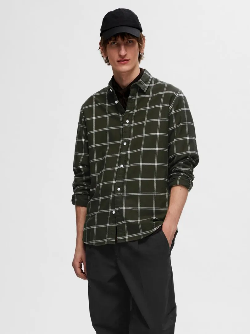 flannel_overshirt_0-9.webp Skjorter>SELECTED FLANNEL OVERSHIRT Green