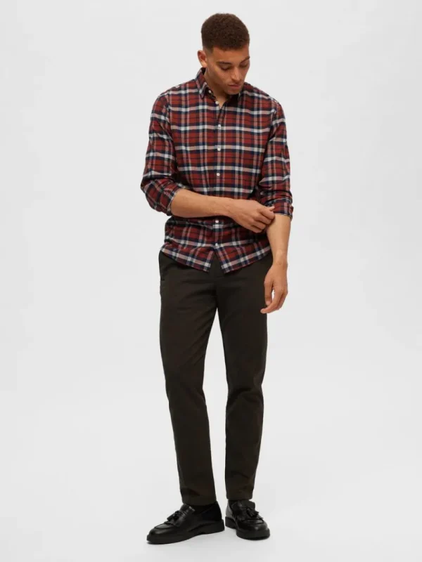 Skjorter>SELECTED FLANNEL OVERSHIRT Orange