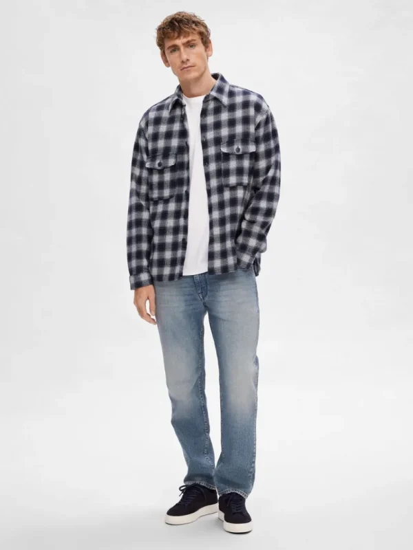 Overtøj | Skjorter>SELECTED FLANNEL OVERSHIRT Blue