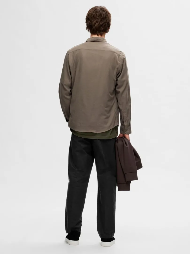 flannel_overshirt_1-7.webp Skjorter>SELECTED FLANNEL OVERSHIRT Brown