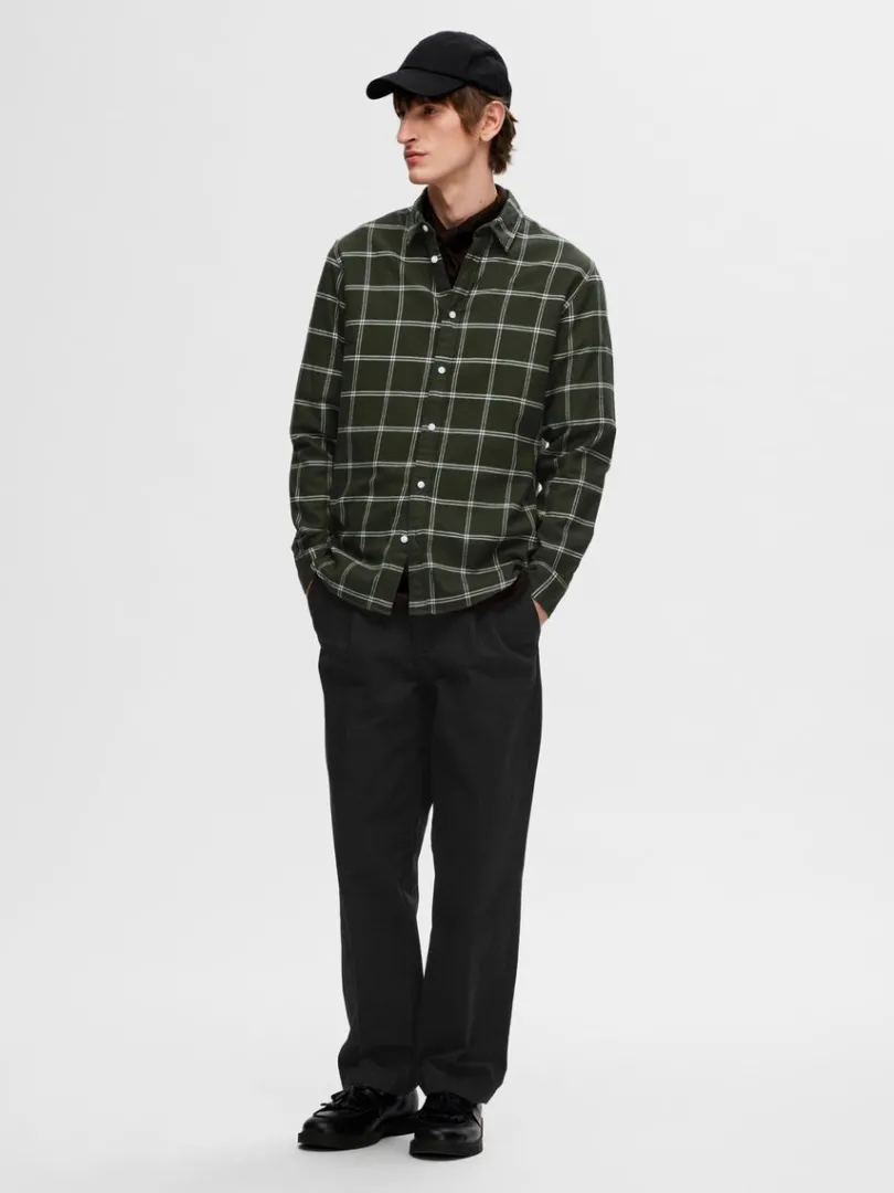 flannel_overshirt_2-9.webp Skjorter>SELECTED FLANNEL OVERSHIRT Green