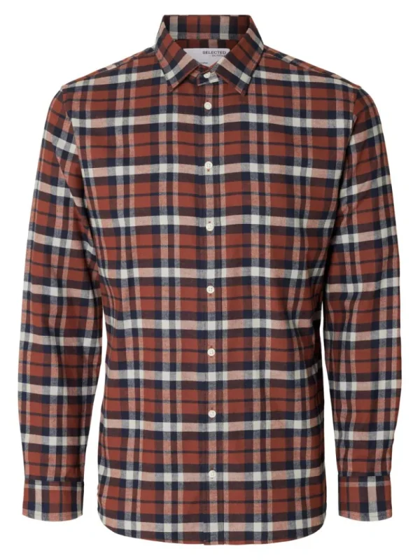 Skjorter>SELECTED FLANNEL OVERSHIRT Orange