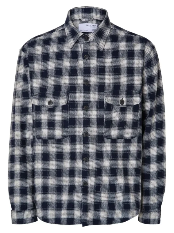Overtøj | Skjorter>SELECTED FLANNEL OVERSHIRT Blue