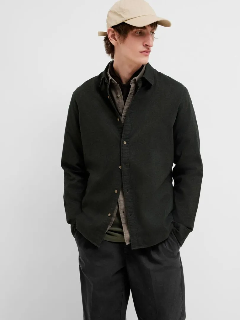 flannel_overshirt_3-7.webp Skjorter>SELECTED FLANNEL OVERSHIRT Brown