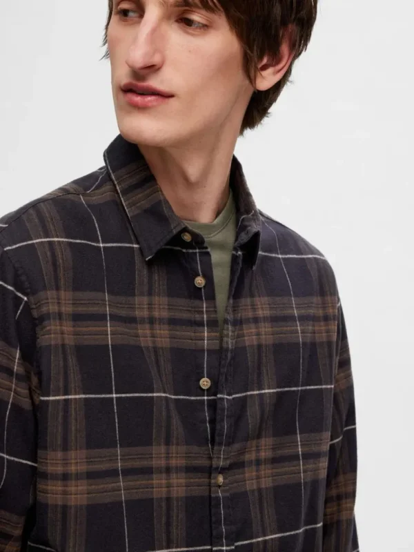 Skjorter>SELECTED FLANNEL OVERSHIRT Brown