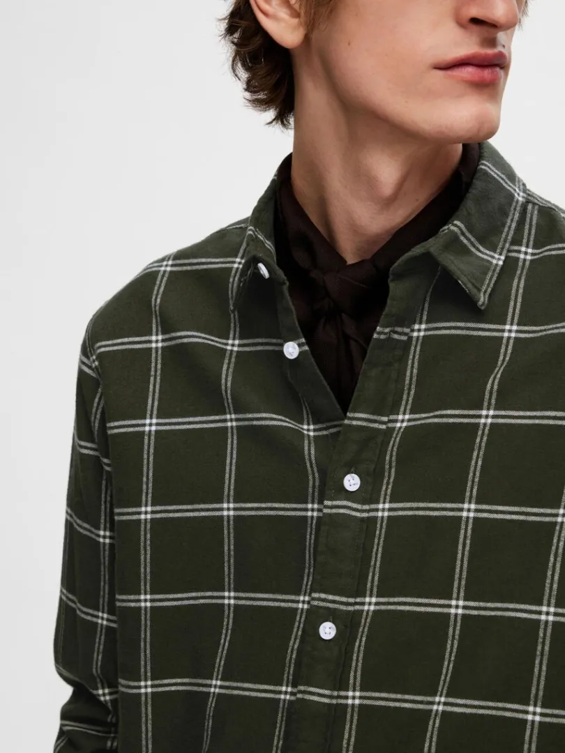 flannel_overshirt_5-8.webp Skjorter>SELECTED FLANNEL OVERSHIRT Green