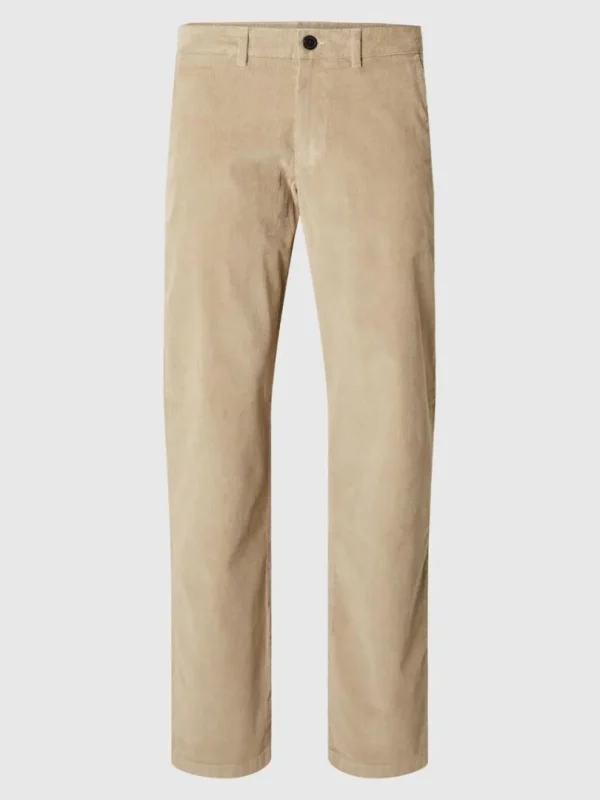 Bukser>SELECTED FLØJL BUKSER MED LIGE BEN Beige