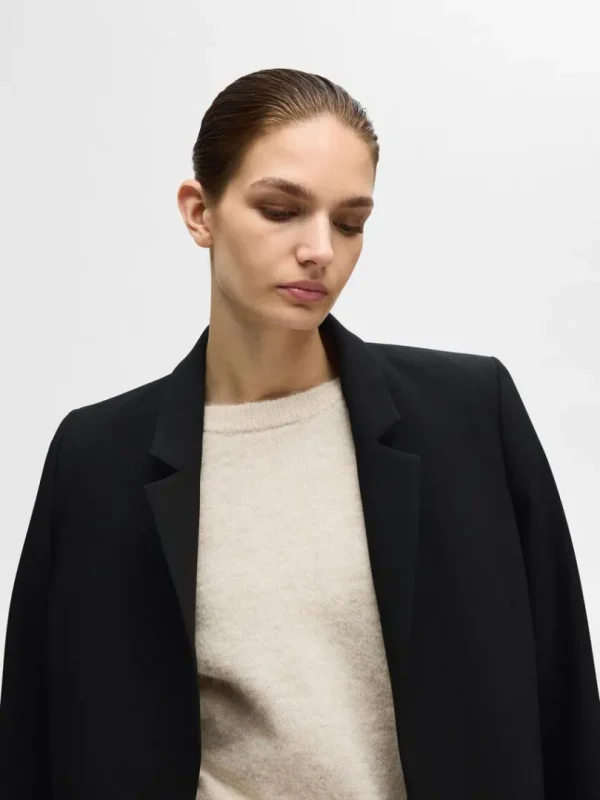 Strik>SELECTED FLÆSEÆRMER STRIKTRØJE Beige