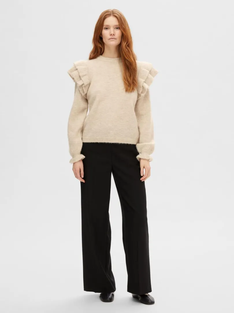 flset_pullover_1-3.webp Strik>SELECTED FLÆSET PULLOVER Beige