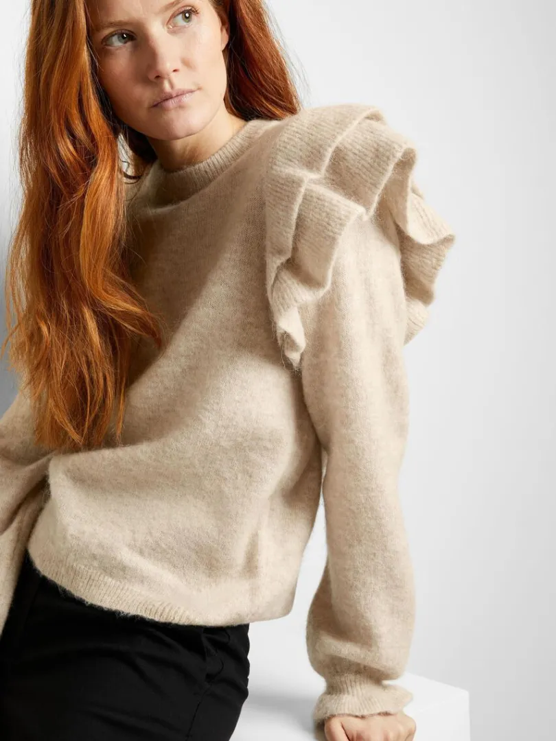 flset_pullover_2-3.webp Strik>SELECTED FLÆSET PULLOVER Beige