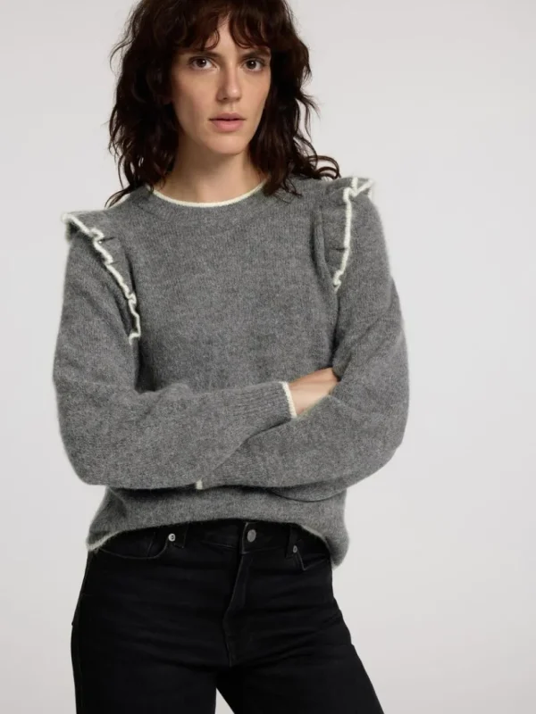 Strik>SELECTED FLÆSET PULLOVER Grey