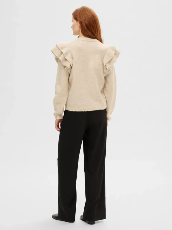 Strik>SELECTED FLÆSET PULLOVER Beige