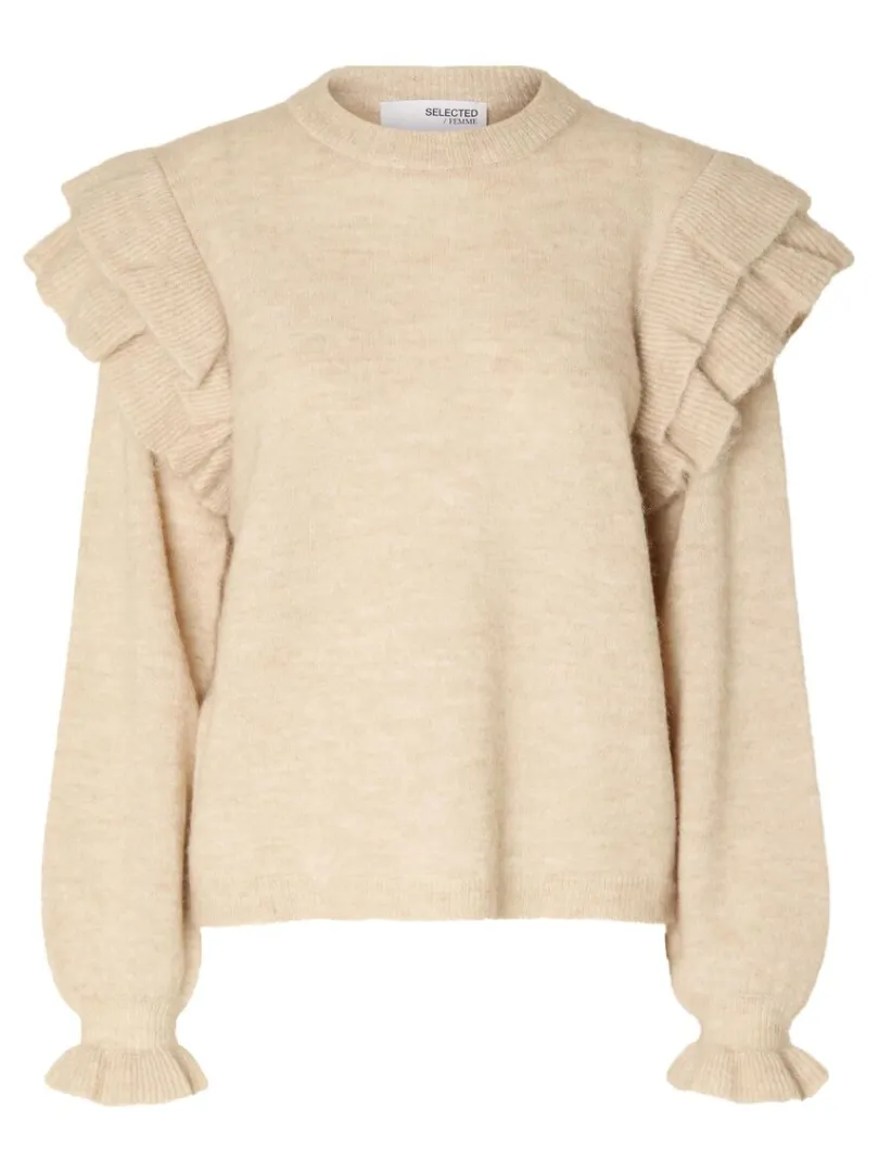 flset_pullover_5-3.webp Strik>SELECTED FLÆSET PULLOVER Beige