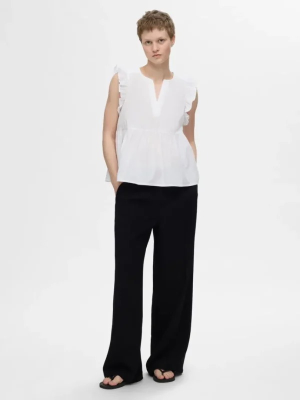 Toppe Og Bluser>SELECTED FLÆSET TOP White