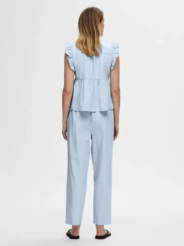 Toppe Og Bluser>SELECTED FLÆSET TOP Blue