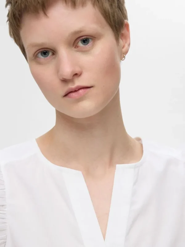 Toppe Og Bluser>SELECTED FLÆSET TOP White